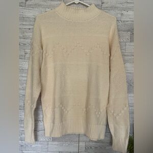 Pink Clover Gabriel Ivory Mock Neck Textured Sweater Stitch Fix Size Small